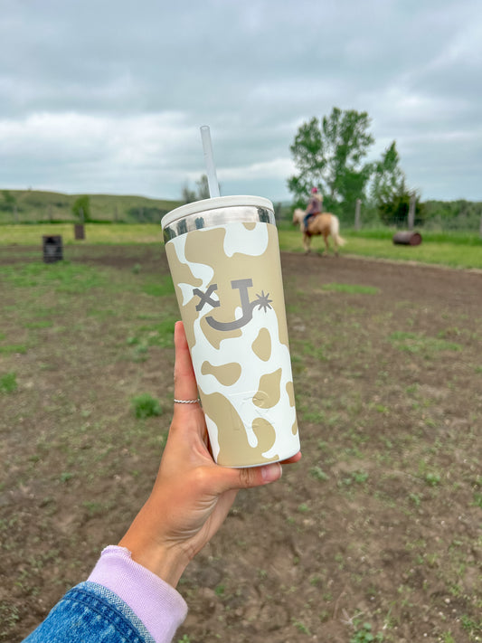 xJ cow print tumbler